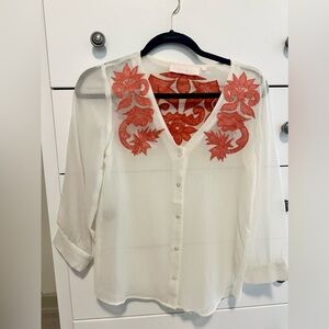 Elegant White Blouse with Embroidery